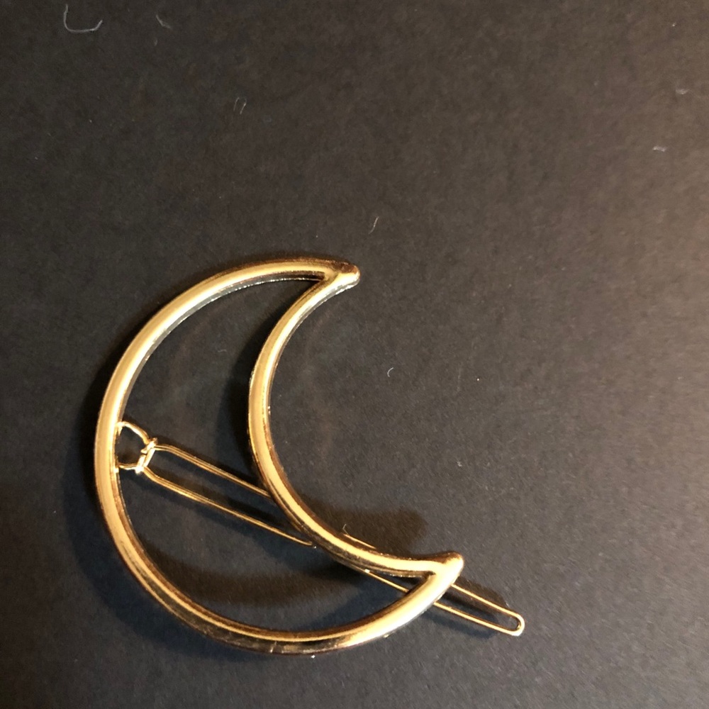 New* 6 Barrettes Gold Tone moon star oval crown